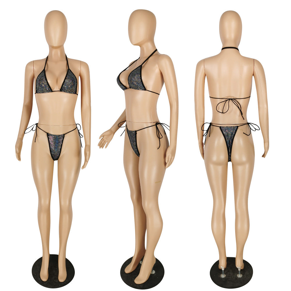 Women's New Hot Drill Bikini Mesh Swimsuit Suit Three Piece - My Beach Kit