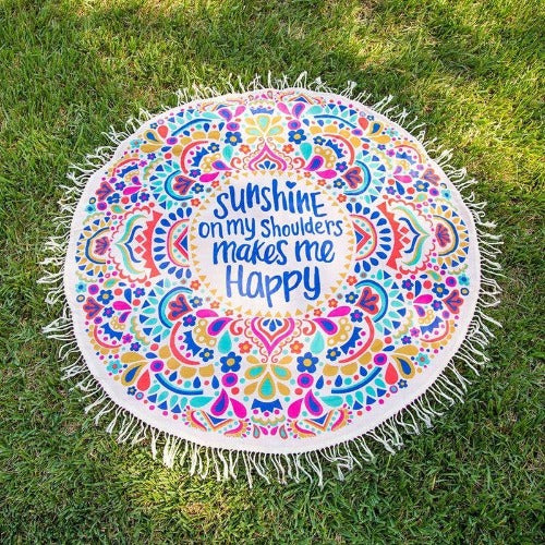 Printed Tassel Round Beach Mat - My Beach Kit