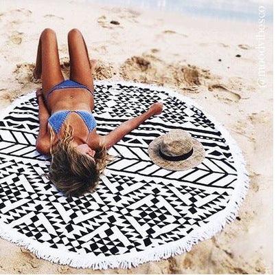 Microfiber Round Fringed Beach Towel - My Beach Kit
