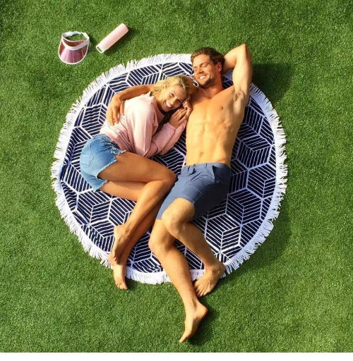 Microfiber Round Fringed Beach Towel - My Beach Kit