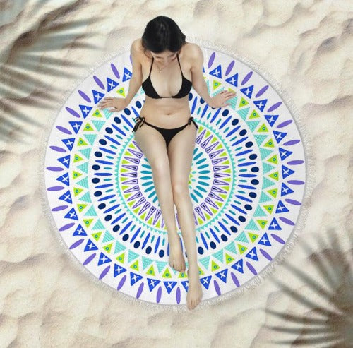 Microfiber Round Fringed Beach Towel - My Beach Kit