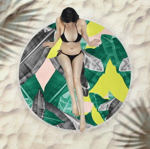 Microfiber Round Fringed Beach Towel - My Beach Kit