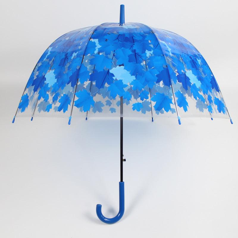 Long Handle Transparent Painted Maple Leaf Umbrella - My Beach Kit