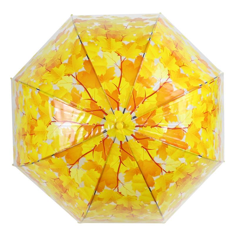 Long Handle Transparent Painted Maple Leaf Umbrella - My Beach Kit