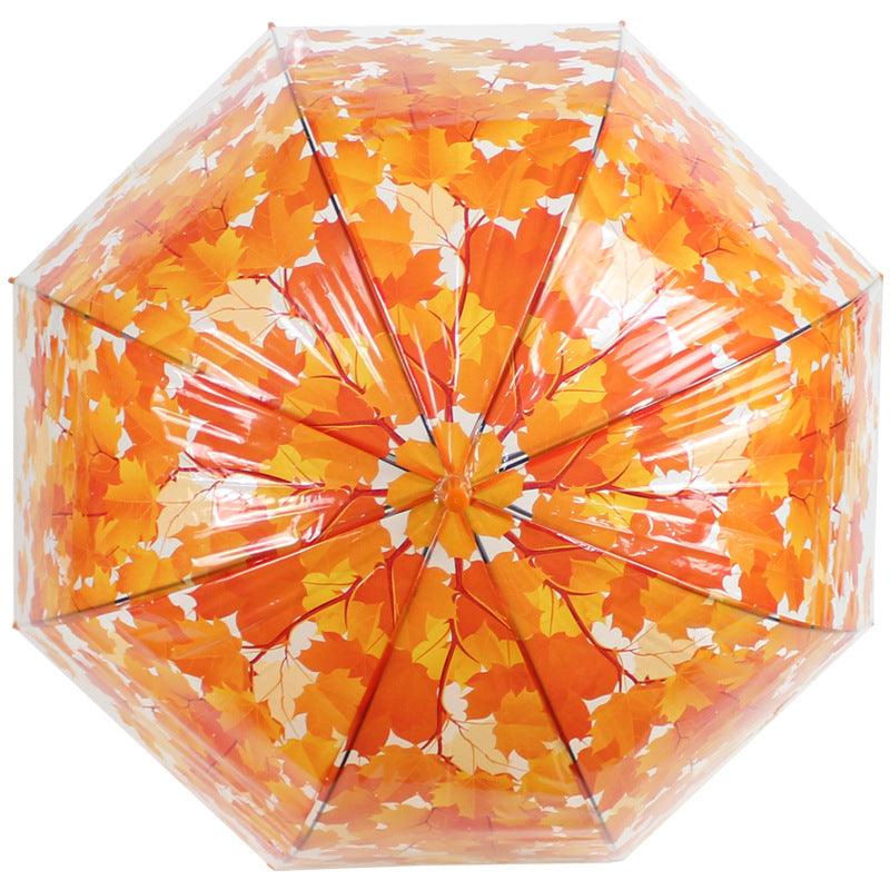 Long Handle Transparent Painted Maple Leaf Umbrella - My Beach Kit