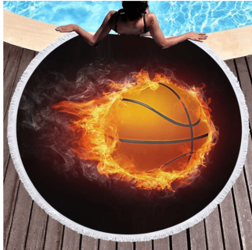 Basketball Football Round Microfiber Beach Towel - My Beach Kit