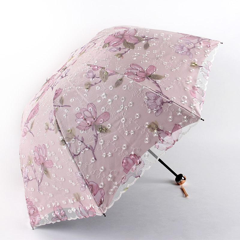 Double Lace Embroidered Sunshade Umbrella - My Beach Kit