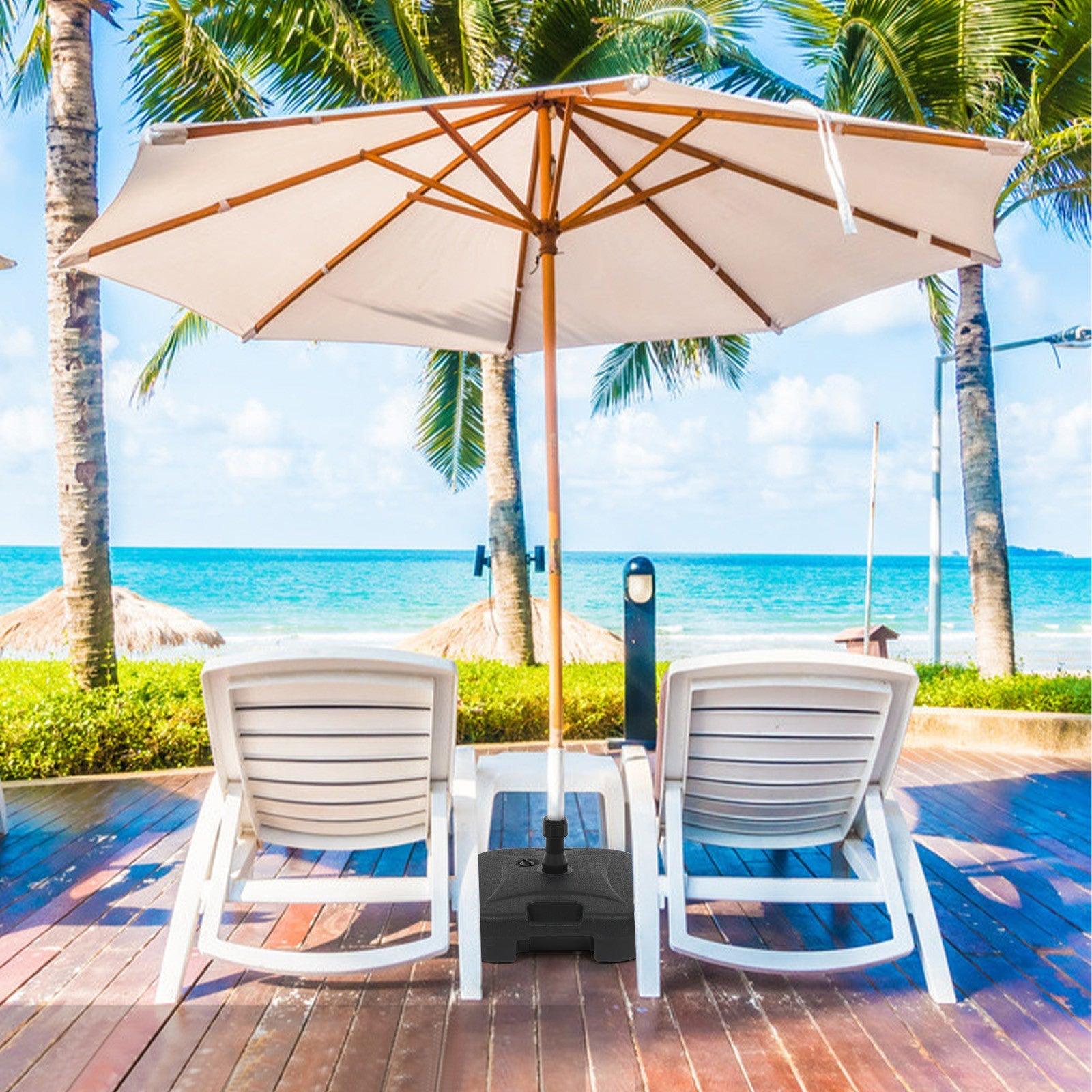 Umbrella Base 18 In Square Outdoor Market Stand Heavy Duty-Water Filled 53 lb - My Beach Kit