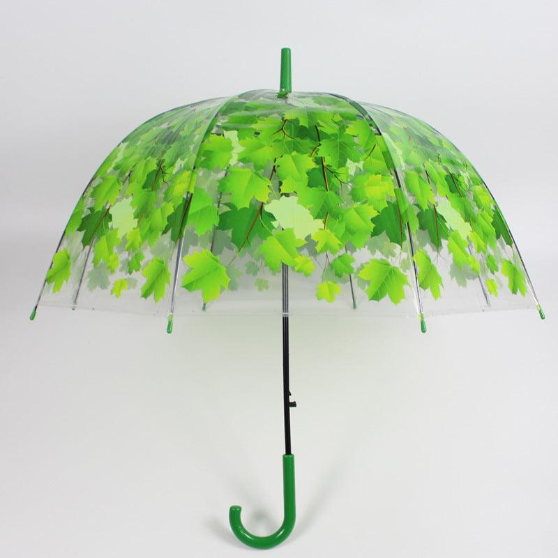 Long Handle Transparent Painted Maple Leaf Umbrella - My Beach Kit