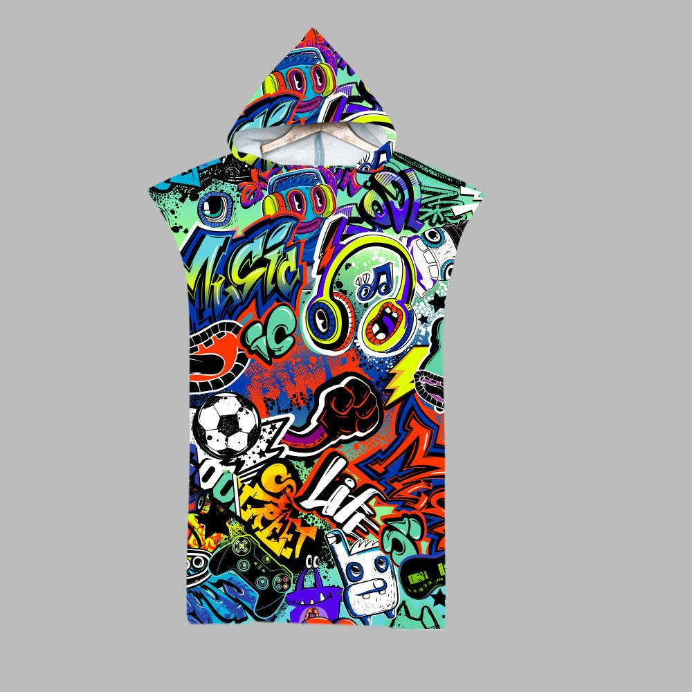 Beach Swim Print Hooded Towel - My Beach Kit