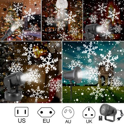 2023 Christmas Party Lights Snowflake Projector Light Led Stage Light Rotating Xmas Pattern Outdoor Holiday Lighting Garden Christmas Decor - My Beach Kit