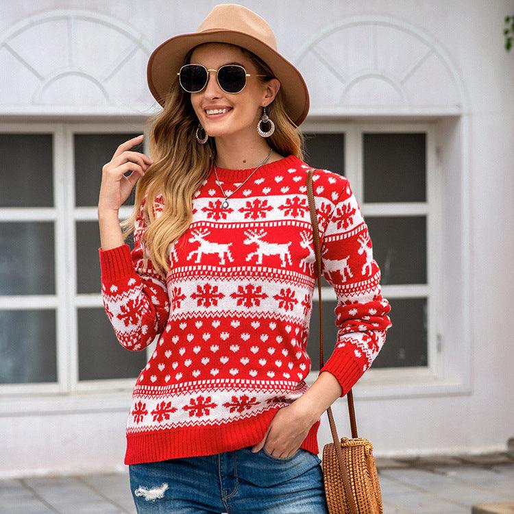 Christmas sweater snowflake pullover women - My Beach Kit