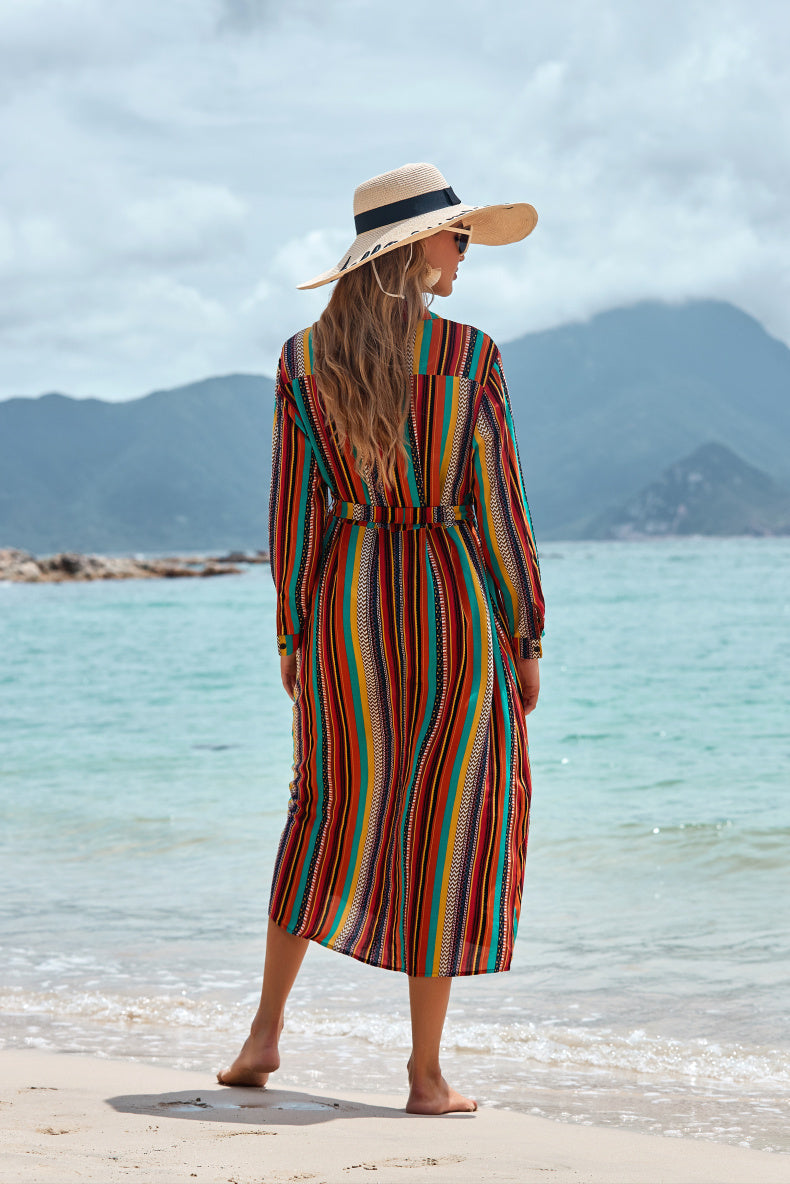 Beach Skirt Seaside Vacation Long-Sleeved Sun Protection Clothing Long Shirt Swimsuit Coverall Jacket