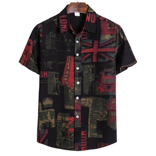 Baggy Hawaiian Print Short Sleeve Button Retro Shirts