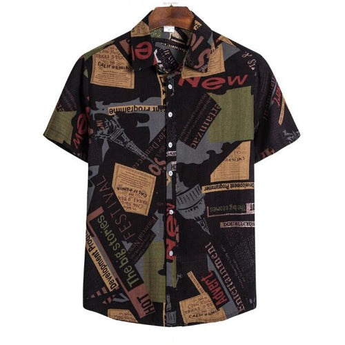 Baggy Hawaiian Print Short Sleeve Button Retro Shirts