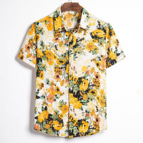 Baggy Hawaiian Print Short Sleeve Button Retro Shirts