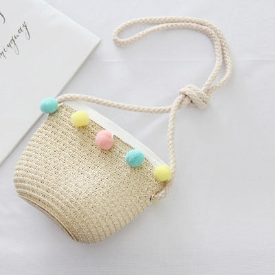 Summer Children'S Bags, Hats, Female Decoration, Small Colored Balls, Sunscreen, Lace, Beach Hats, Breathable Sandals