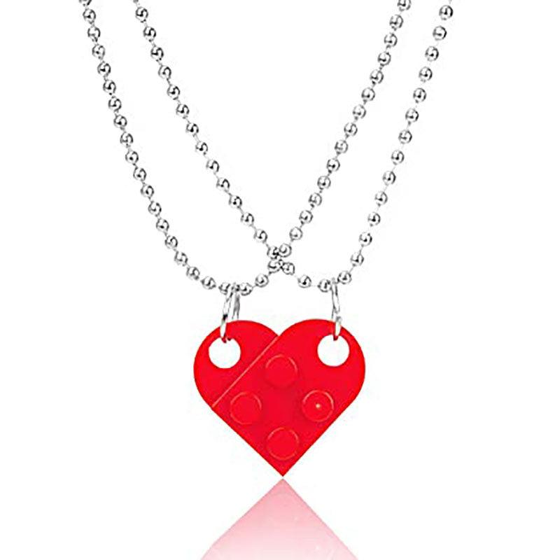 Heart Necklace Love Stitching Acrylic Couple Necklace Valentines Jewelry - My Beach Kit