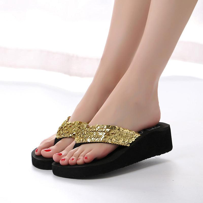 Sequin flip flops sandals beach shoes slippers women - My Beach Kit