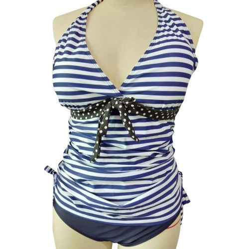 Striped printed pregnant women split swimsuit