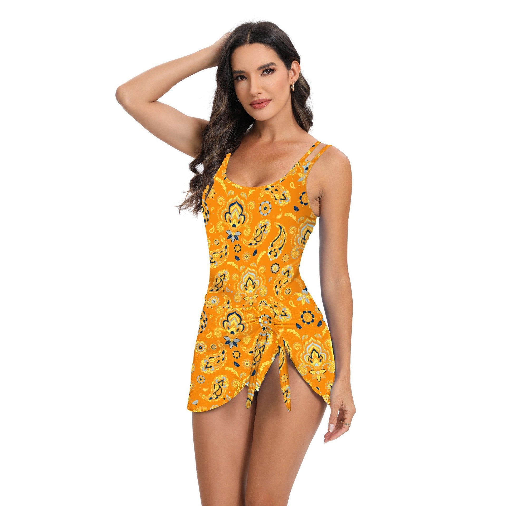 Bikini Conservative Swimwear Women's Plus Size One-piece Printed High Waist Swimsuit