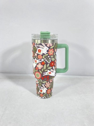 New Christmas Pattern Mug With Handle Lid Straw - My Beach Kit