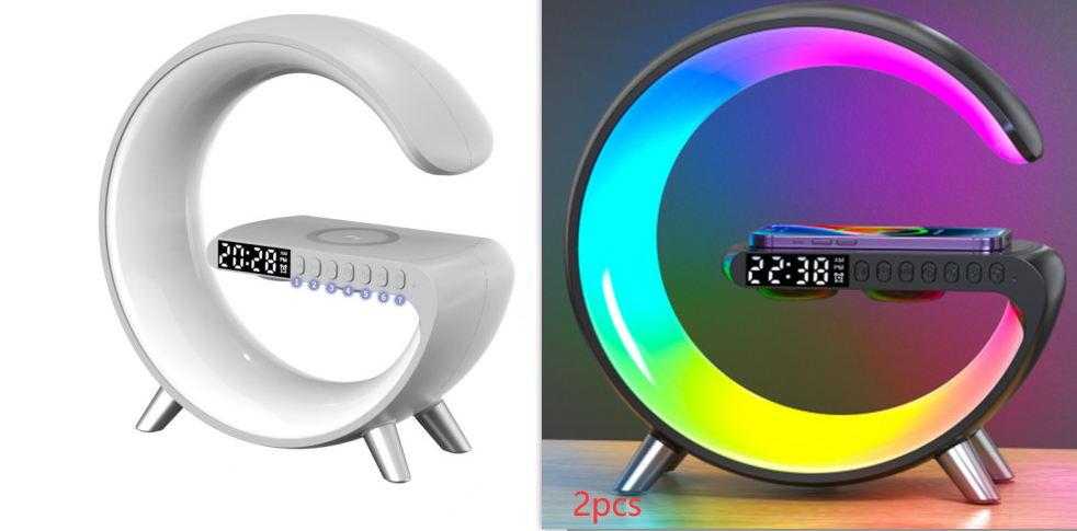 2023 New Intelligent G Shaped LED Lamp Bluetooth Speake Wireless Charger Atmosphere Lamp App Control For Bedroom Home Decor - My Beach Kit