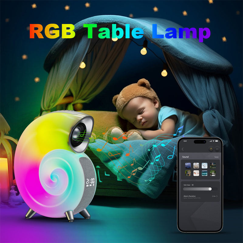 Conch Smart RGB Atmosphere Light Bluetooth Speaker Alarm Clock Wake-up Lamp White Noise Machine For Sleeping Baby APP Control - My Beach Kit