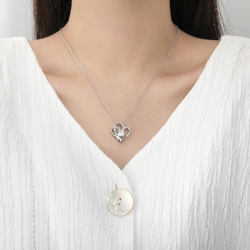 Zircon Double Love Necklace With Rhinestones Heart-shaped - My Beach Kit