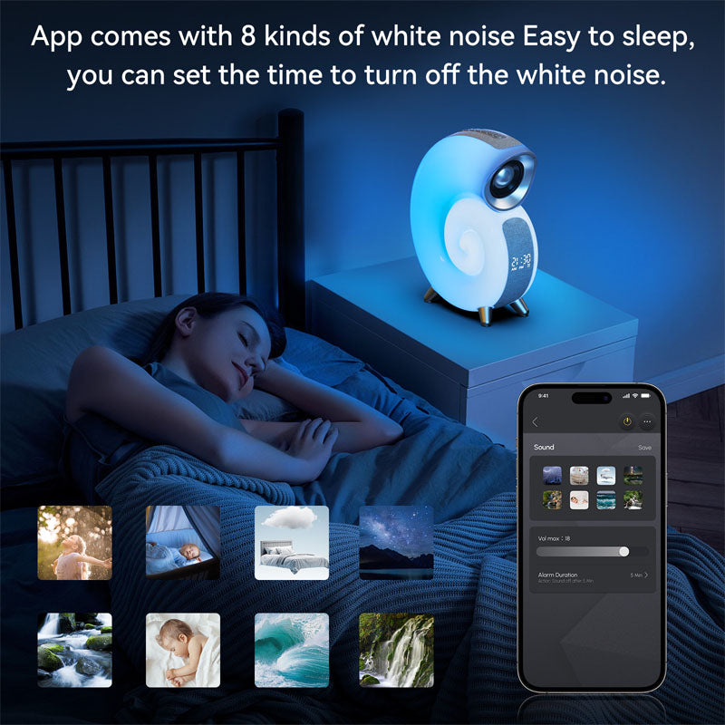 Conch Smart RGB Atmosphere Light Bluetooth Speaker Alarm Clock Wake-up Lamp White Noise Machine For Sleeping Baby APP Control - My Beach Kit