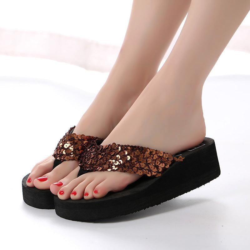 Sequin flip flops sandals beach shoes slippers women - My Beach Kit