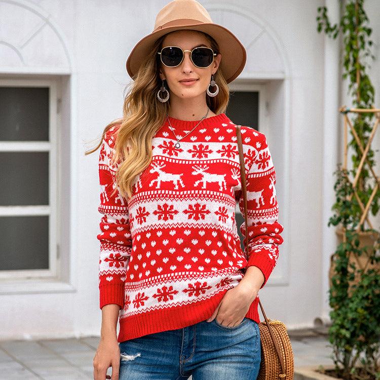 Christmas sweater snowflake pullover women - My Beach Kit