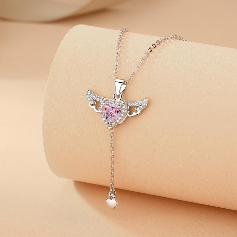 Cupid Heart Angel Wings Tassel Necklace Clavicle Chain Women Jewelry Gift Valentine's Day - My Beach Kit