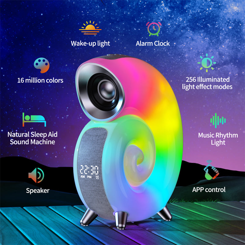 Conch Smart RGB Atmosphere Light Bluetooth Speaker Alarm Clock Wake-up Lamp White Noise Machine For Sleeping Baby APP Control - My Beach Kit