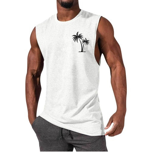 Coconut Tree Embroidery Vest Summer Beach Tank Tops - My Beach Kit