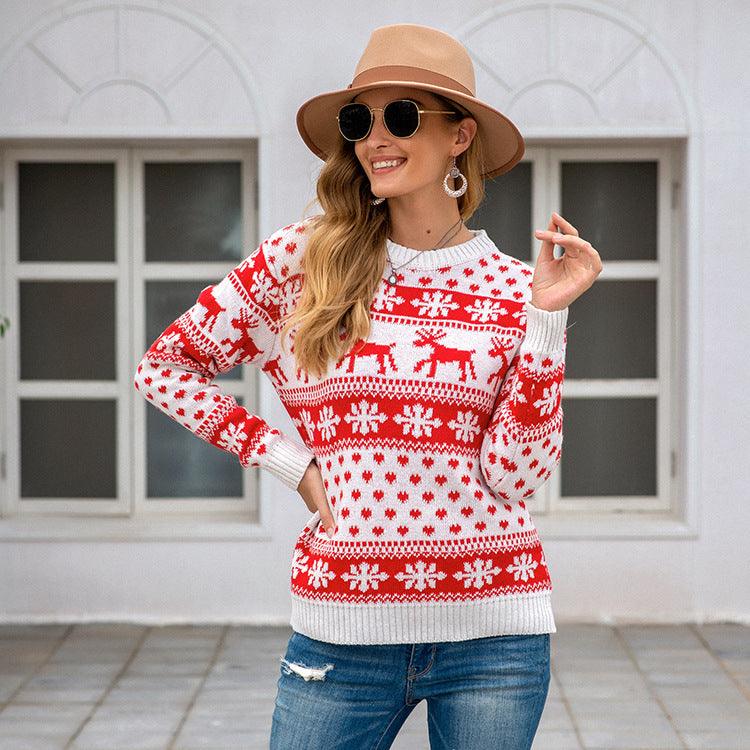 Christmas sweater snowflake pullover women - My Beach Kit