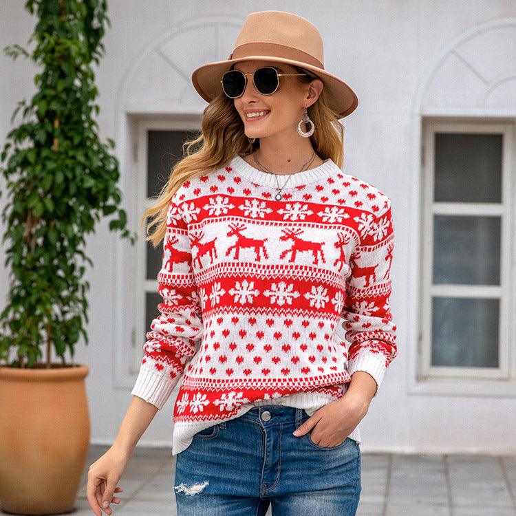 Christmas sweater snowflake pullover women - My Beach Kit