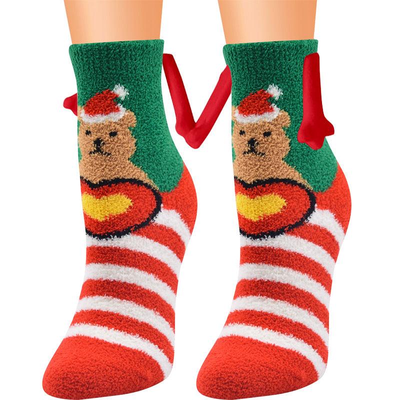 Christmas Supplies Magnetic Suction Hand In Hand Couple Socks - My Beach Kit