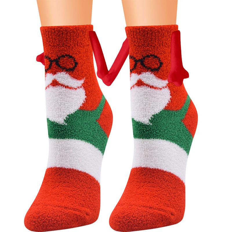 Christmas Supplies Magnetic Suction Hand In Hand Couple Socks - My Beach Kit