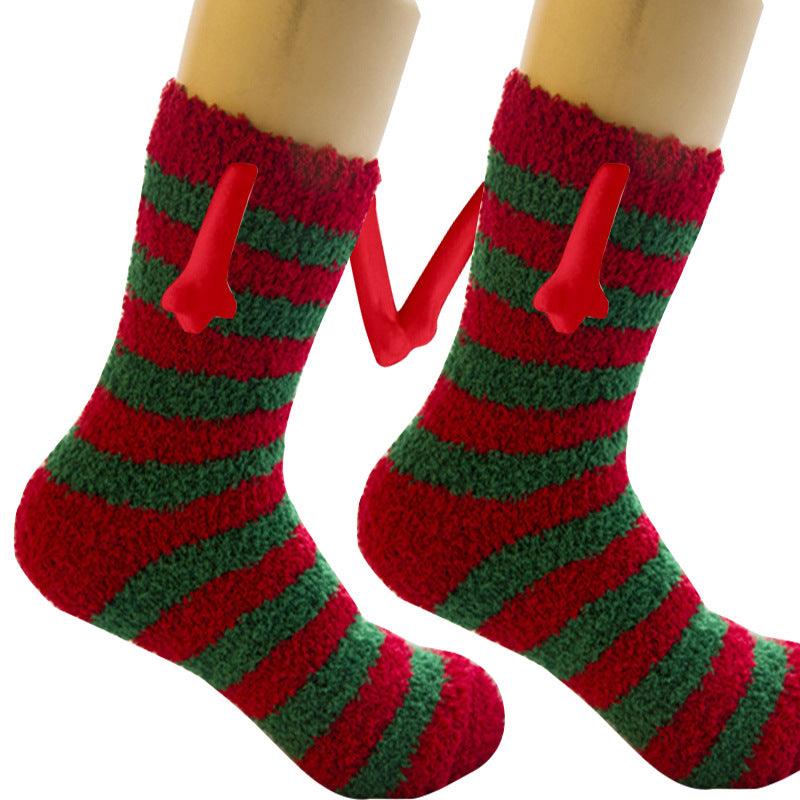 Christmas Supplies Magnetic Suction Hand In Hand Couple Socks - My Beach Kit