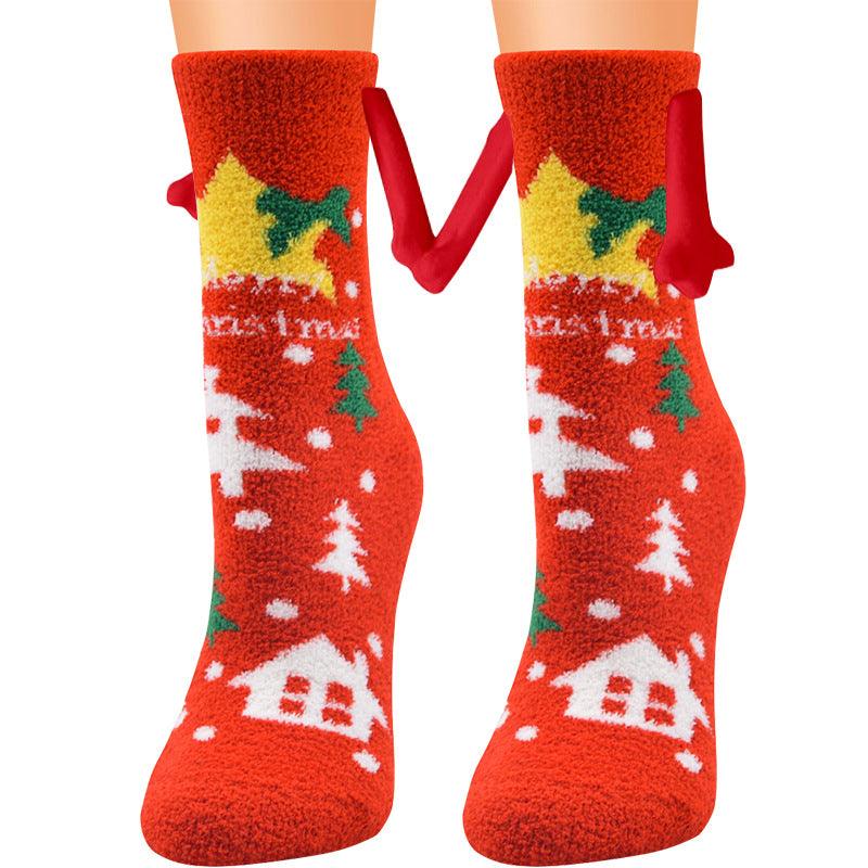 Christmas Supplies Magnetic Suction Hand In Hand Couple Socks - My Beach Kit