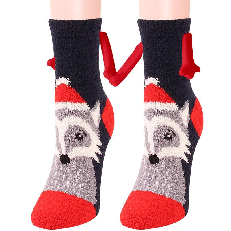 Christmas Supplies Magnetic Suction Hand In Hand Couple Socks - My Beach Kit