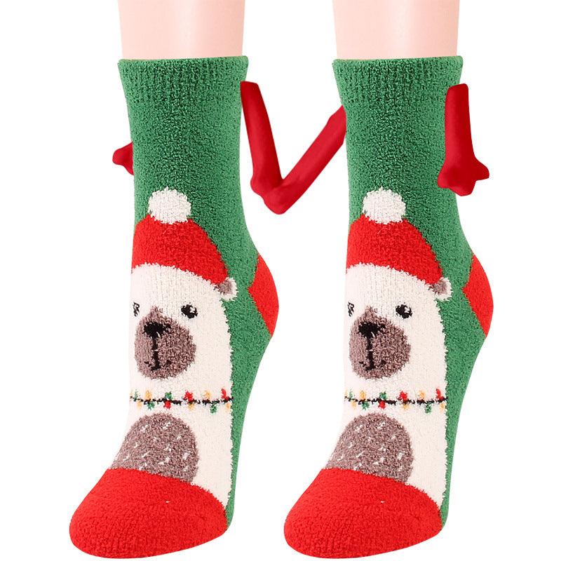 Christmas Supplies Magnetic Suction Hand In Hand Couple Socks - My Beach Kit