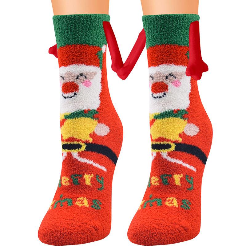 Christmas Supplies Magnetic Suction Hand In Hand Couple Socks - My Beach Kit