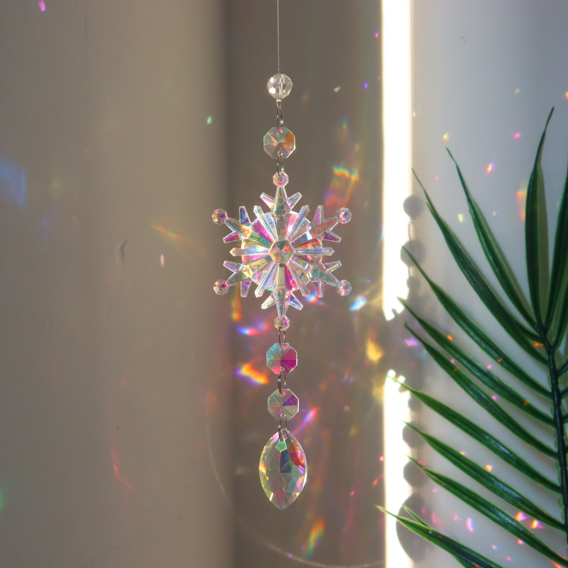 Christmas Colorful Snowflake Crystal Sun Catcher Ice Pillar Pendant Window Christmas Tree Decoration Party Pendant Christmas Decorations - My Beach Kit