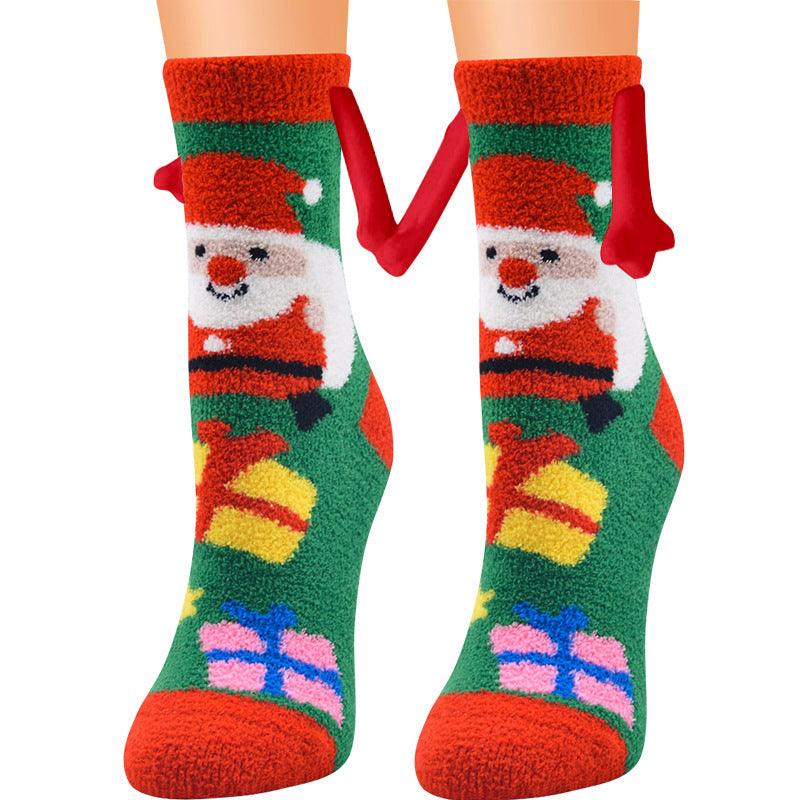 Christmas Supplies Magnetic Suction Hand In Hand Couple Socks - My Beach Kit