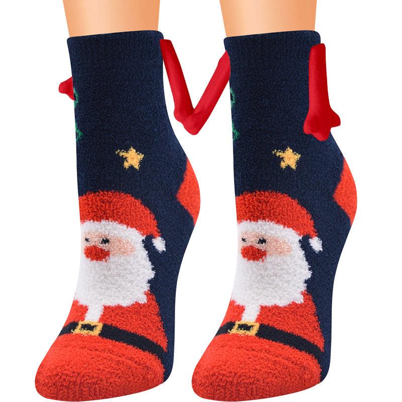 Christmas Supplies Magnetic Suction Hand In Hand Couple Socks - My Beach Kit