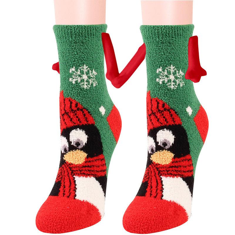 Christmas Supplies Magnetic Suction Hand In Hand Couple Socks - My Beach Kit