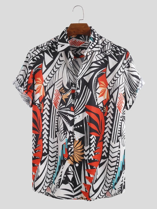 Printed Short Sleeve Shirt Hawaii Beach