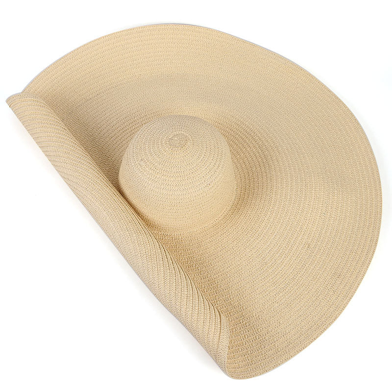 25CM Wide Brim Oversized Beach Hats For Women Large Straw Hat UV Protection